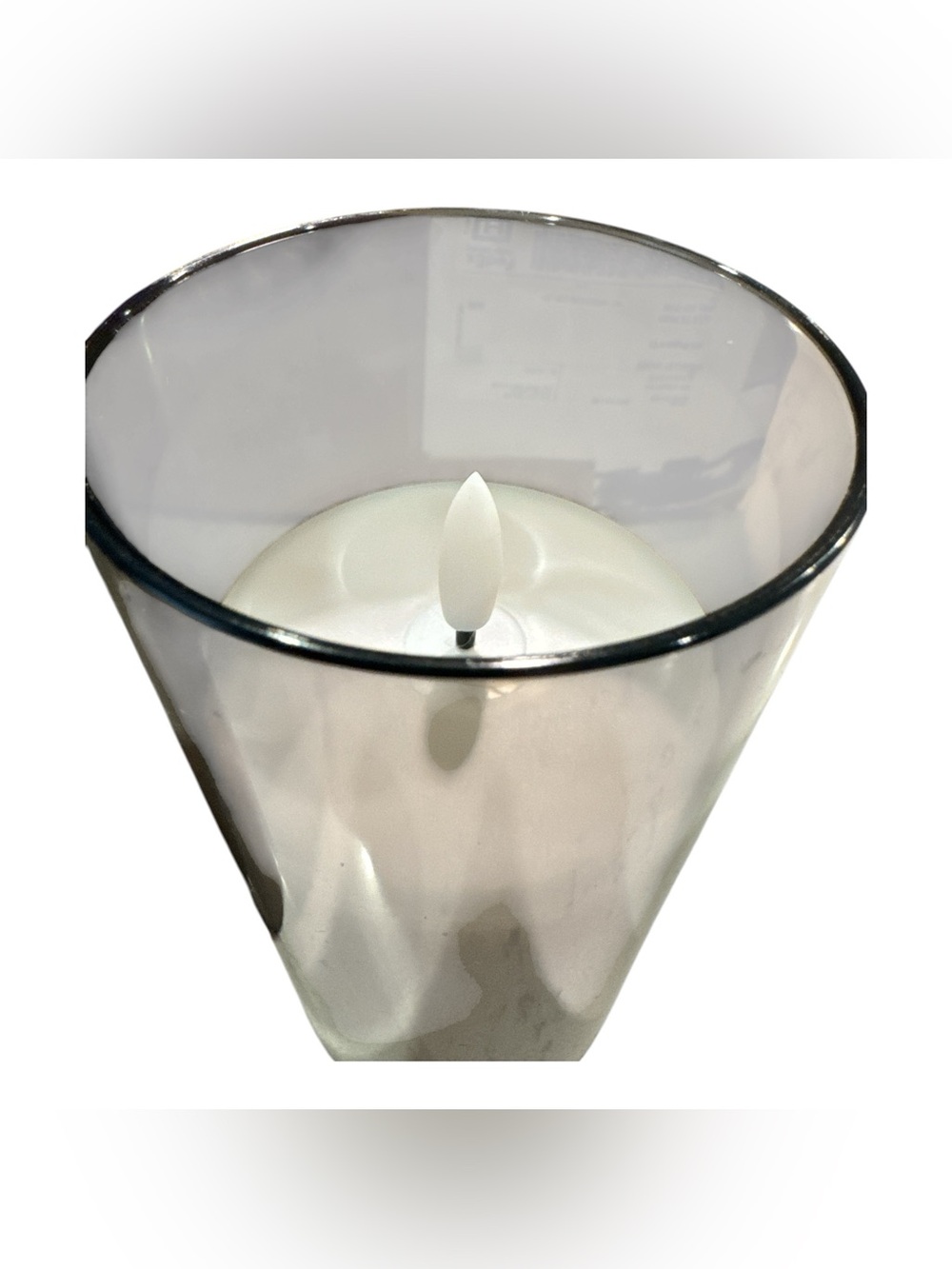 Set of three grey glass flameless LED pillar candles, with remote - Picture 3 of 7